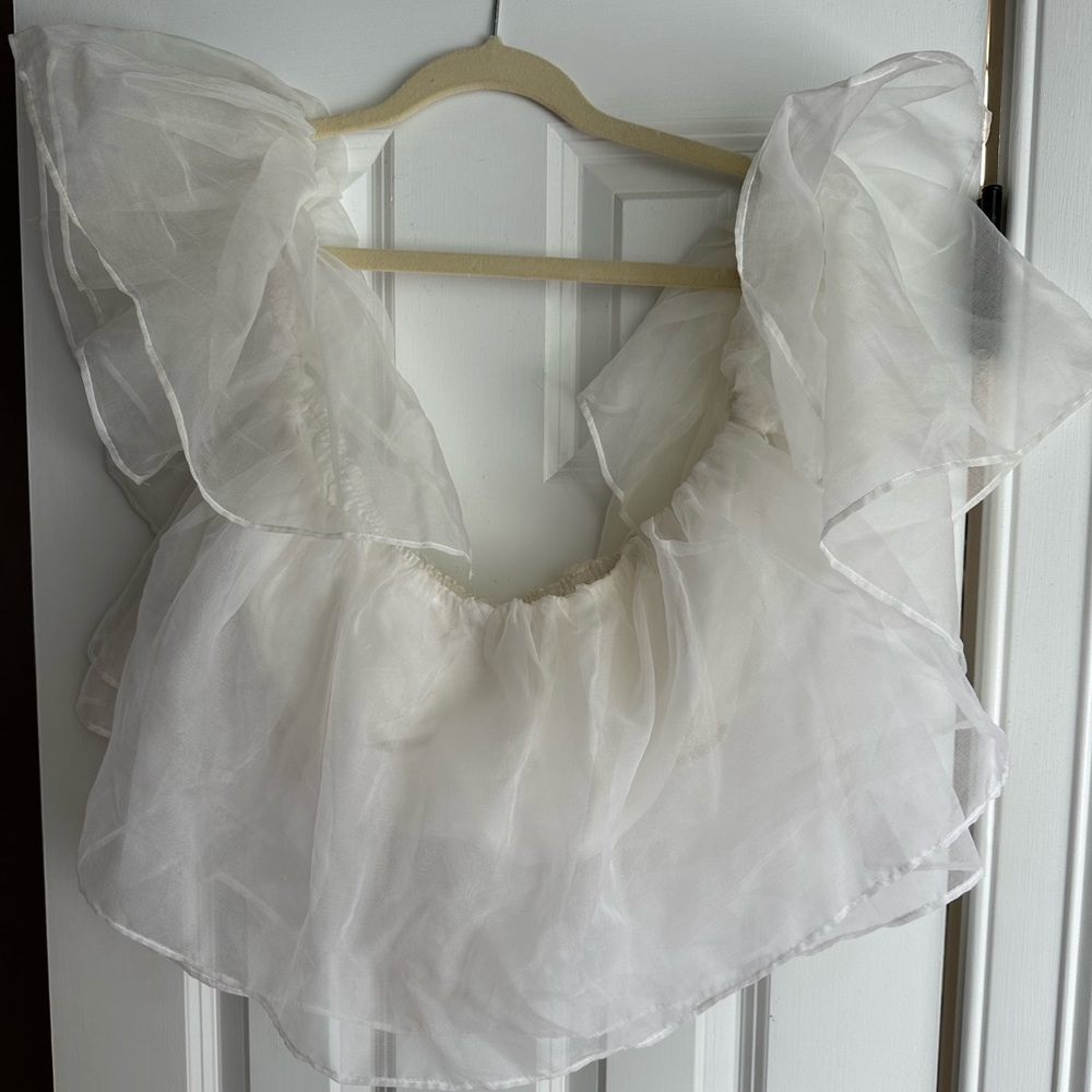 Show Me Your Mumu Rossella Ruffle Top White Organza